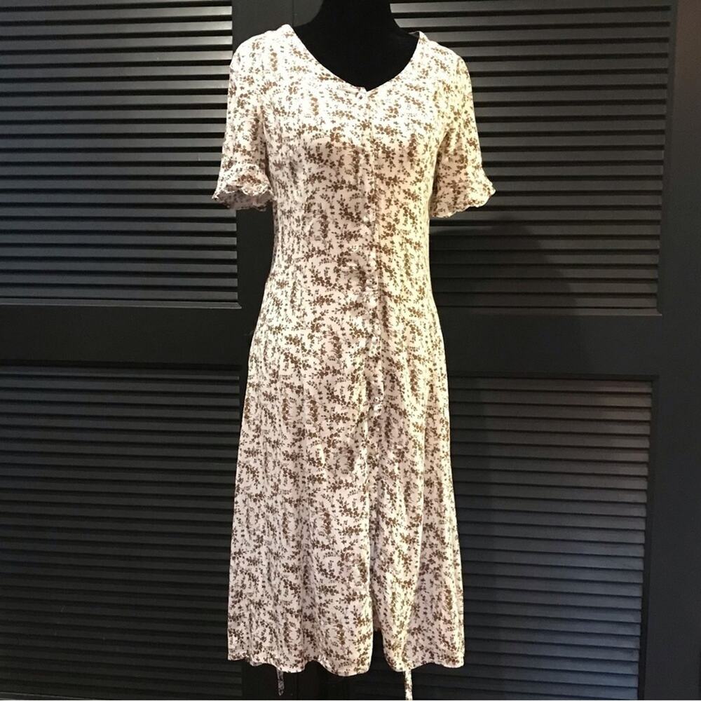 Brass & Roe Short Sleeve Button Down Ditsy Dress, Size XS